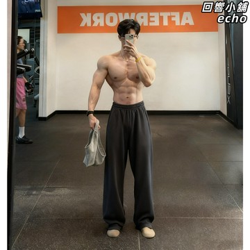 【重磅垂感】彎刀衛褲 運動褲 衛褲 休閒褲 直筒褲 加絨保暖 美式復古 深灰色 秋冬健身運動 日常百搭