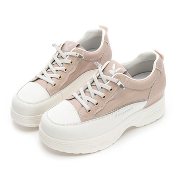 ⚡快閃ON SALE｜PLAYBOY 溫柔輕甜系 真皮增高鞋 -奶茶(PY1065)