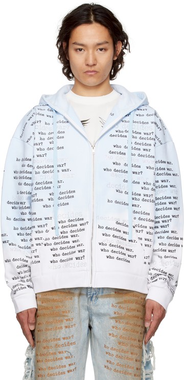 Who Decides War 蓝色 WDW Scripture Zipper 连帽衫