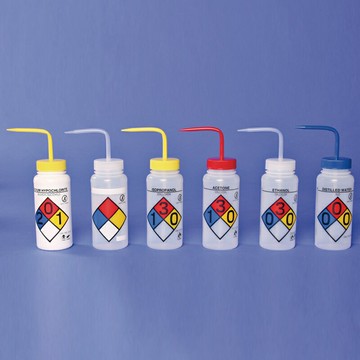 《Bel-Art》彩色安全洗瓶 PE Bottle, Wash, Self Venting Labelled