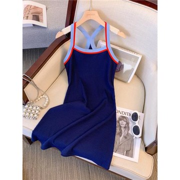 撿漏專柜撤回~辣妹針織內搭吊帶裙女夏季撞色無袖小個子連衣裙子