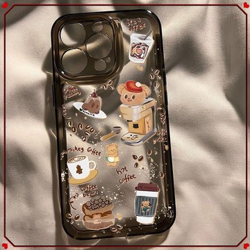 🎈個性保護殼🎈咖啡小熊適用蘋果16手機殼iphone15promax透明14/13防摔套12/11
