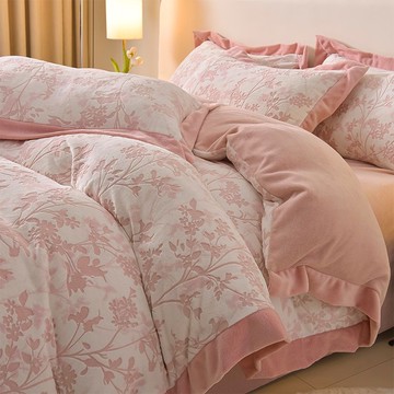 立體雕花牛奶絨四件套冬季加厚珊瑚絨床單被套法蘭絨床笠床上用品