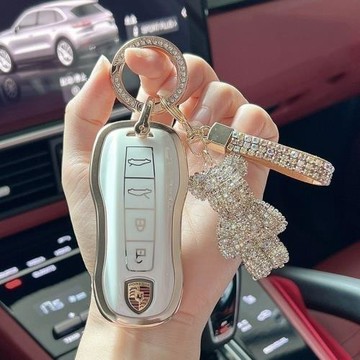 保時捷卡宴鑰匙殼適用macan帕拉梅拉車taycan包718/911套高檔扣女