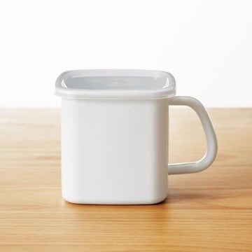 野田琺瑯 方形手持琺瑯收納盒 1.2L_琺瑯收納 琺瑯盒 收納盒 保鮮盒 儲物盒 收納保鮮 油炸鍋 炸物鍋 廚餘盒