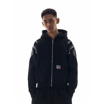 WebSurfGroup星星拉鏈衛衣外套美式男女情侶簡約刺繡圖案薄絨開衫