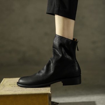 Diao'er 巨軟好穿~ 復古英倫馬丁靴女春秋單靴后拉鏈平底羊皮短靴