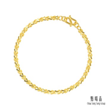 點睛品 機織素鍊 V字環扣 黃金手鍊_計價黃金(約1.29錢)