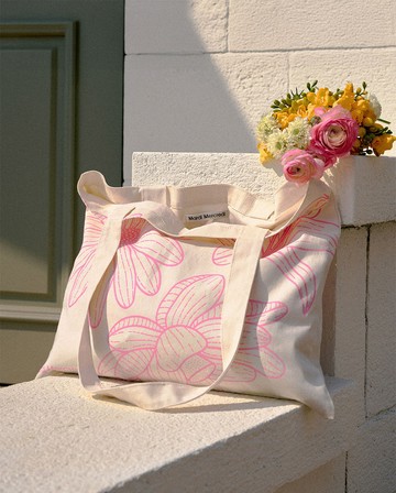 MARDI MERCREDI 三花印花帆布袋 奶霜色 經典小雛菊 淺粉花 純棉 CANVAS BAG TRIPLE FLOWER