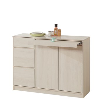 直人木業-DA奶油白榆木亮面陶板拉盤櫥櫃122公分