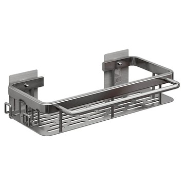 浴室置物架 加厚款四方架 無痕貼  300 x 130 x 55mm  灰色  1個