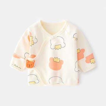 0一3月嬰兒半背衣上衣初生寶寶春秋冬季純棉無骨和尚服新生兒衣服