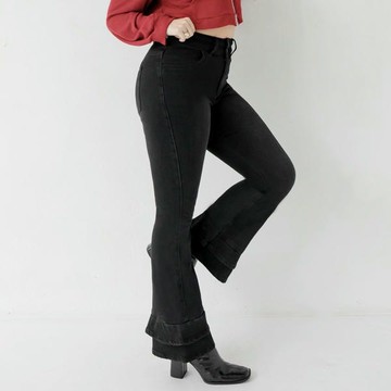 【PolyLulu】 心機顯瘦雙層荷葉牛仔長褲 MUA