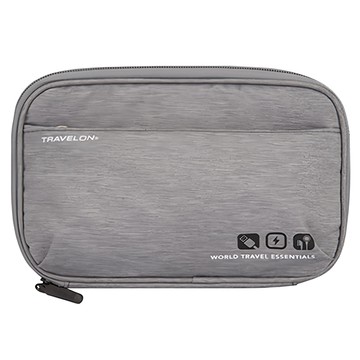TRAVELON 3C線材收納包|旅遊 電子用品 零錢小物 多層分隔設計 防潑水面料 輕巧便攜  TR130  灰色  1個