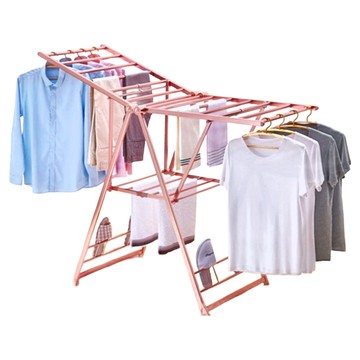 STYLE 格調 鋁合金防水防鏽晾衣架/棉被架 加大翼型附鞋托架  粉色  160 x 119cm