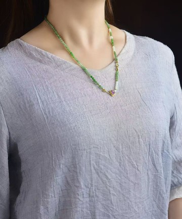 和田玉碧玉項鏈 寓意吉祥如意 雕工精緻 上身簡單大方