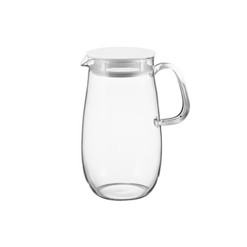 HARIO 麥茶君_日本茶丸耐熱玻璃沖泡冷水壺-1L-白色-日本製