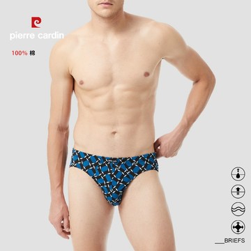 【pierre cardin 皮爾卡登】純棉透氣印花三角褲(顏色隨機出貨)-SPC303