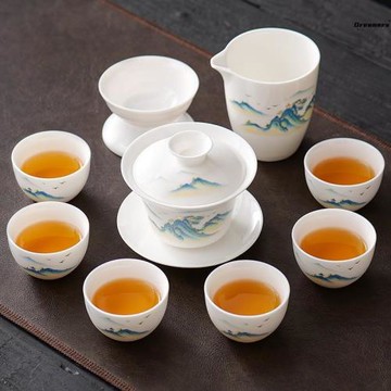 2024新款羊脂玉功夫茶具套裝家用泡茶壺茶盤高檔輕奢白瓷蓋碗廠家