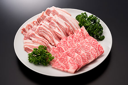 山形牛カルビ＆山形県産豚バラ焼肉セット 計500g A4ランク以上