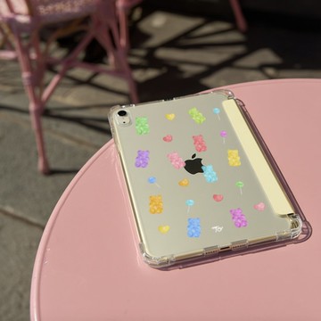 【 Bling Bling小熊橡皮糖】透明磨砂書本式iPad 保護套