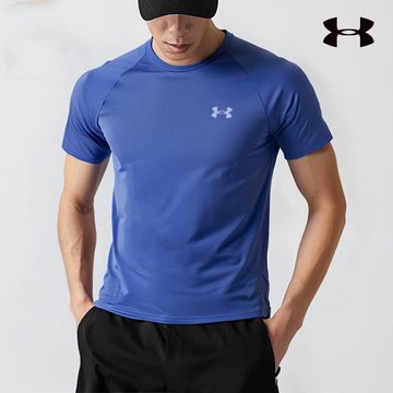 (免運)安德瑪速干T恤男士UA TECH跑步訓練健身衣運動短袖上衣跑步速干衣
