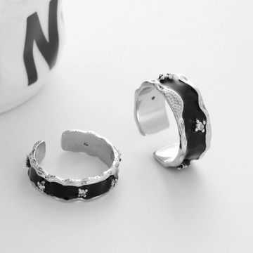 【ANHO】現貨在台/簡約/滴釉/鑲嵌/鋯石/戒指/個性/開口/可調節/組合