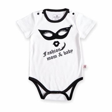 PUREST 眼罩俠 寶寶 短袖 包屁衣/連身衣【100%台灣製造】白色款