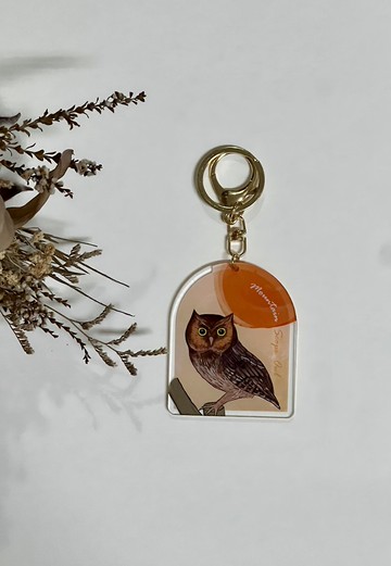 臺灣貓頭鷹 壓克力鑰匙圈-黃嘴角鴞