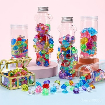 【臺灣-出貨】兒童節diy寶石玩具亞克力七彩水晶石透明海洋💖女孩生日禮物 U7ZC