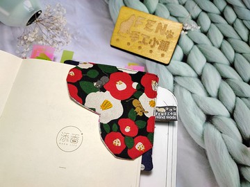 小物系列-厚棉款愛心布書籤系列-海芋花貓布書籤-布製書籤-手作