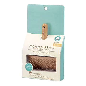 MARUKAN MK木柄針梳 適用於所有犬種  棕色  1入