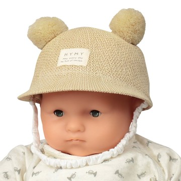 akachan honpo - 嬰幼兒小耳朵棒球帽-編織風-象牙白色