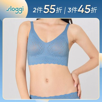 sloggi-ZERO FEEL BLISS零感蕾絲雅致系列V領背心式無鋼圈內衣 天空藍｜88R400 V1