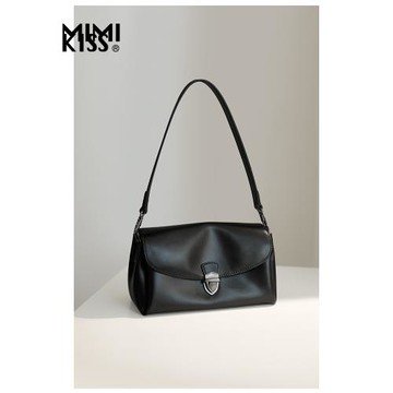 MIMIKISS腋下包女包2024新款百搭時尚翻蓋真皮小方包單肩斜挎包潮