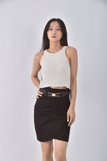 (M) momoco質感假腰帶黑色短裙