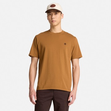 Timberland 男款深小麥色刺繡LOGO短袖T恤｜A2AP8EH2