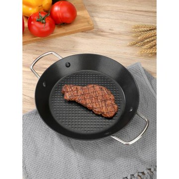 西班牙海鮮飯鍋餐廳創意不粘商用加厚雙耳平底煎烤牛肋條鍋專用鍋