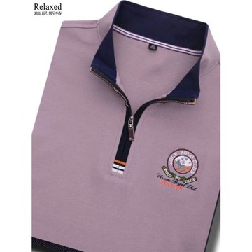 秋冬立領半拉鏈長袖T恤男衛衣高檔刺繡POLO衫高領打底上衣服T男裝