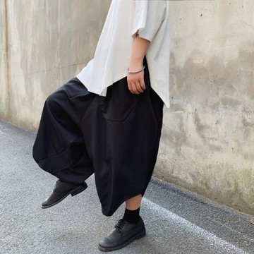 春秋新款潮男吊襠褲哈倫褲八分褲山本風男士發型師裙褲燈籠褲男褲