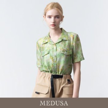 現貨【MEDUSA 曼度莎】夏日花園天絲棉休閒襯衫（M-XL）｜女休閒上衣 涼感薄襯衫 女短袖襯衫