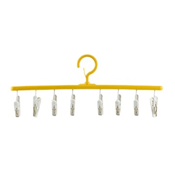 8夾衣架 單排設計 大容量收納 防風無痕夾 可360°旋轉  黃色  4組
