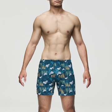 DADADO-都會騎遊 M-3L印花四角男內褲(土耳其綠) 天然絲光棉-吸濕排汗-GHQ515TG