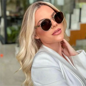 歐美網紅復古圓形金屬太陽鏡潮流圓框2024新款時尚高級感墨鏡女