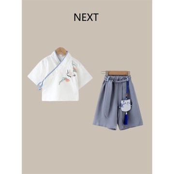 英國NEXT男童夏季漢服套裝兒童唐裝薄款民族風童裝男孩寶寶國學服
