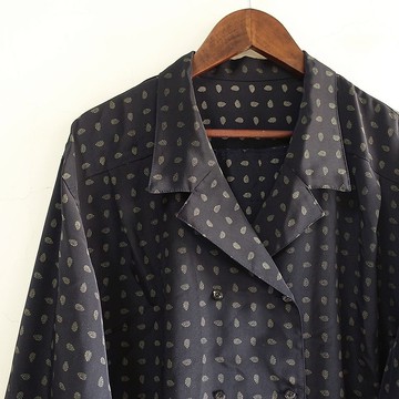 Slowly古著/Vintage/墨色.變形蟲/古著襯衫/日本製