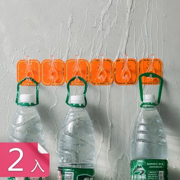 【荷生活】強力承重免打孔六連排掛勾 雙材質可裁切無痕連排背膠式掛勾-2入