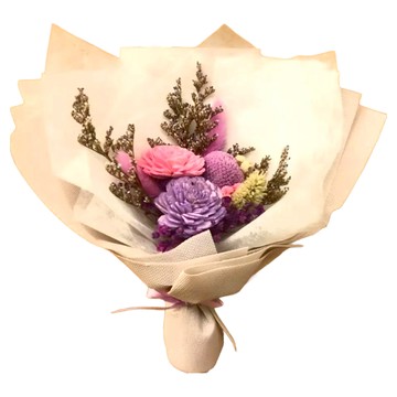 A-ONE 匯旺 永生花束 乾燥花束  粉紫索拉玫瑰花紫色大球花繡球花