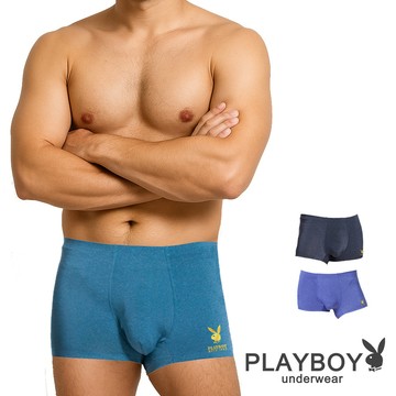 【PLAYBOY】極簡無痕燙金LOGO平口內褲 四角內褲