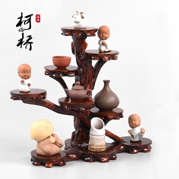 實木根雕奇石底座石頭擺件工藝品紫砂壺古董小博古架花瓶盆景托架